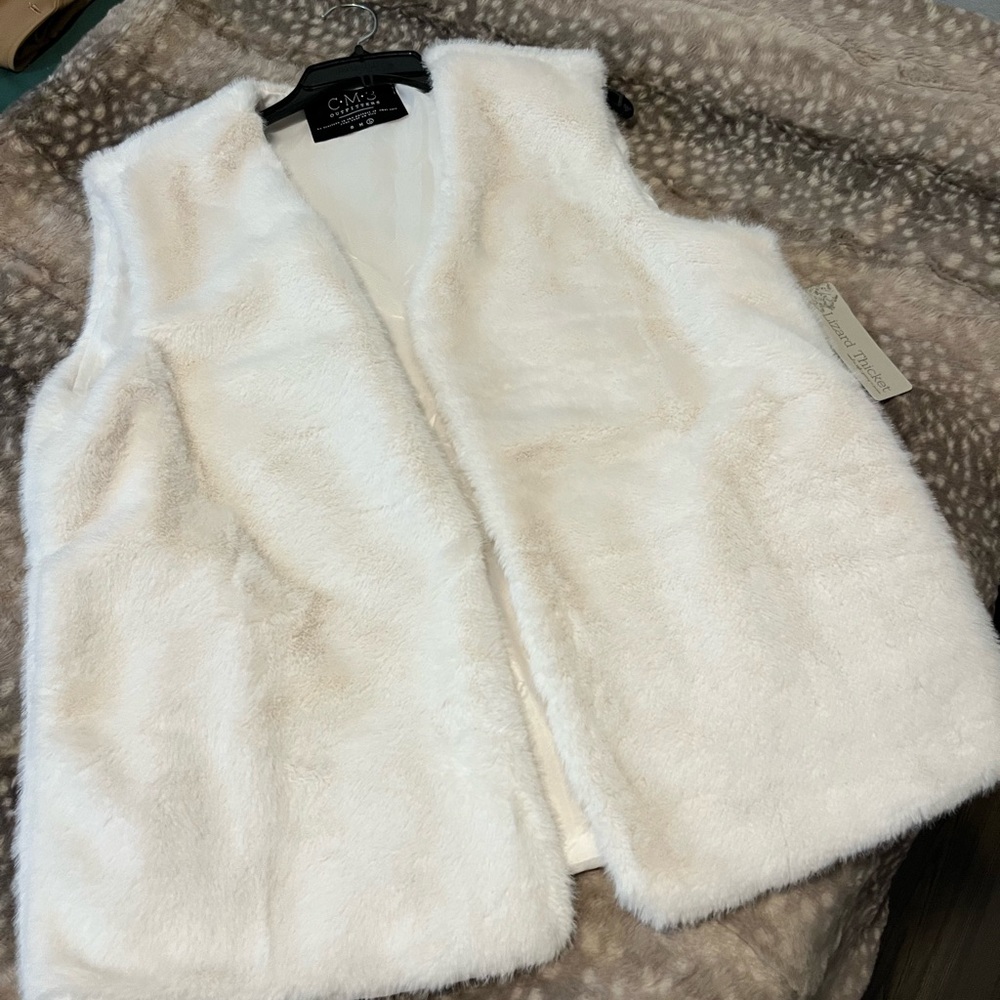 CMR White Faux Fur Vest